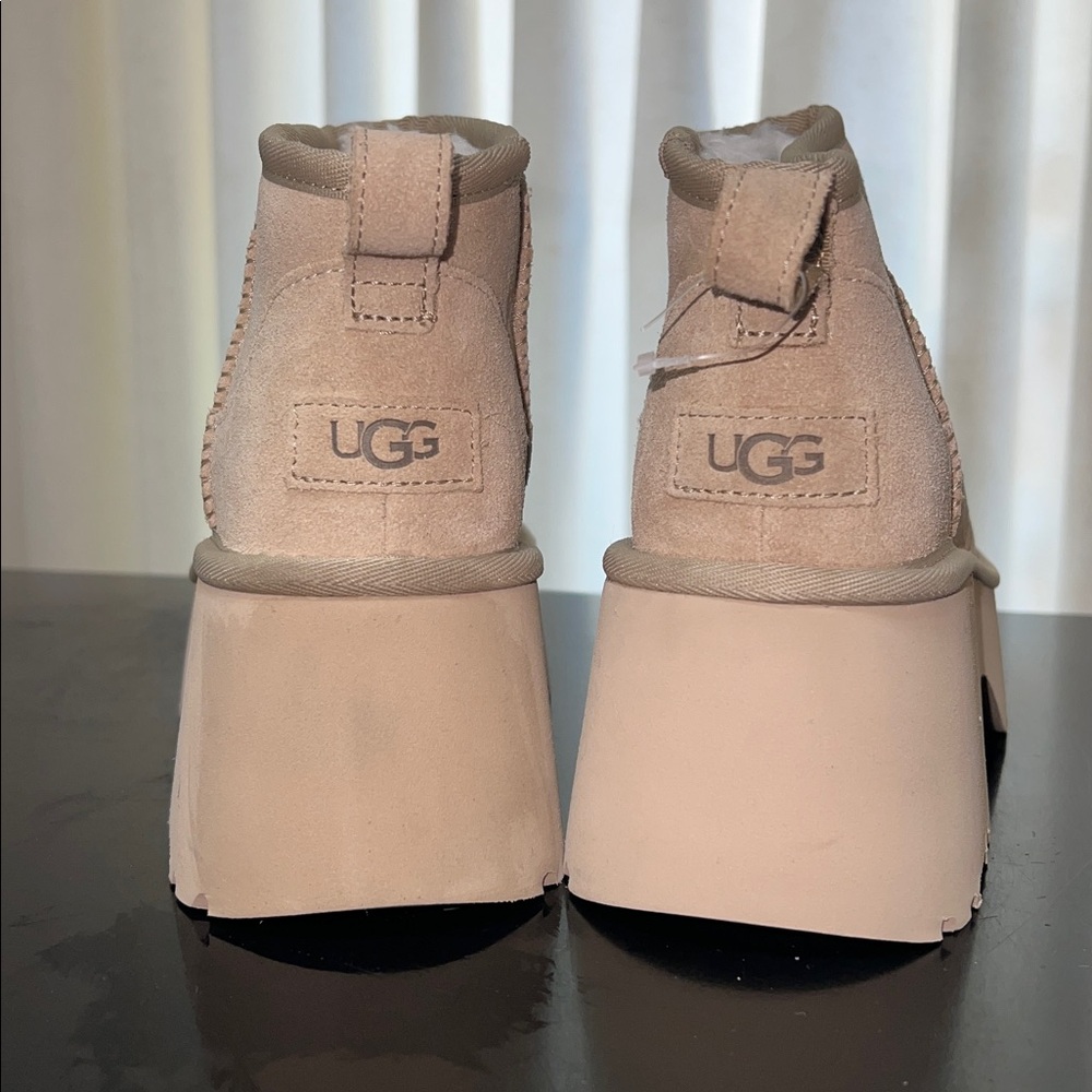 UGG Beige Platform Ankle Boots - Picture 1 of 6